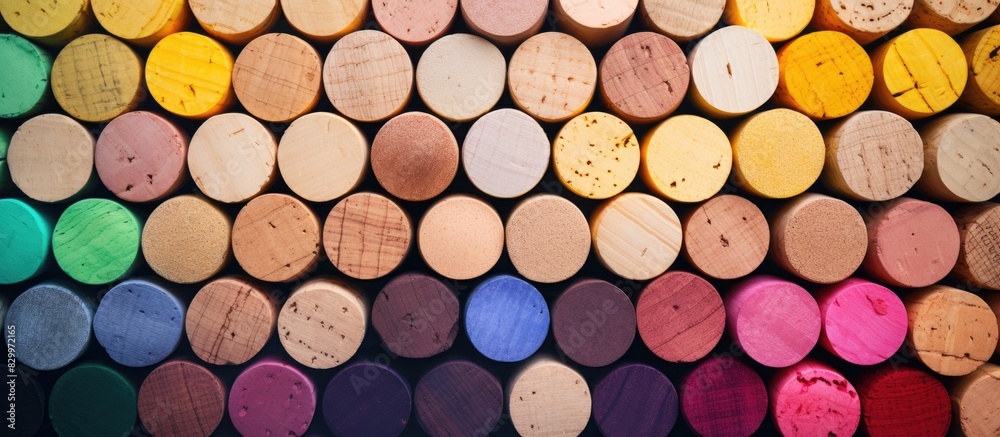 Poster colorful background with champagne corks offering plenty of copy space image