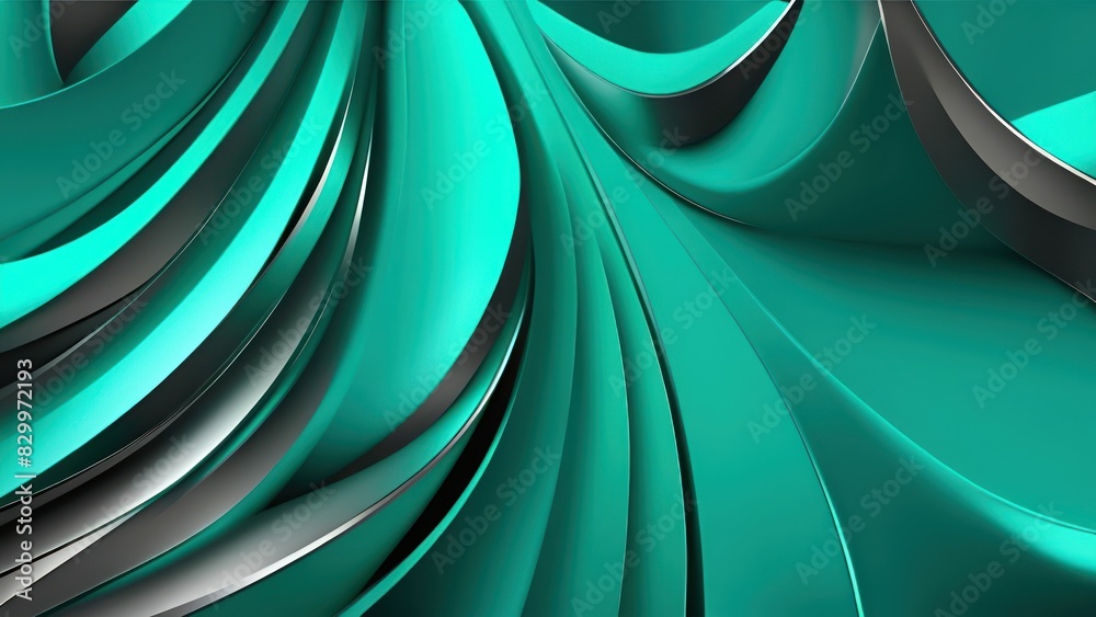 Aufkleber Soft and smooth textured 3d effect emerald green wavy curved lines abstract background.	