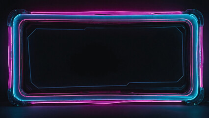 Step into a world of neon dreams with a futuristic blank photo frame, waiting to be filled with your imagination