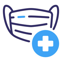 Medical Face Mask Line Icon Symbol