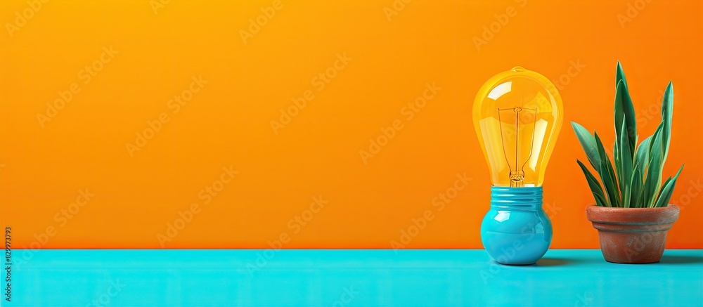 Poster a creative design concept featuring an orange painted copy space image with a cyan color set against