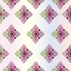 Thai Art Floral seamless  repeat pattern. colorful background pattern decoration for printing, flyers, poster, web, banner, brochures, and card, and all print concept vector illustration..