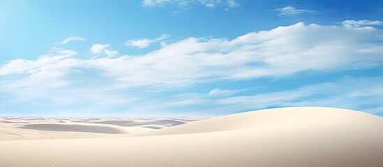 Copy space image featuring the picturesque dunes of Corralejo in Fuerteventura set against a beautiful sky