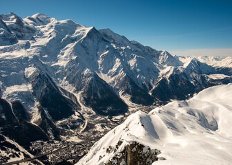 Looking down on Chamonix from the mountains