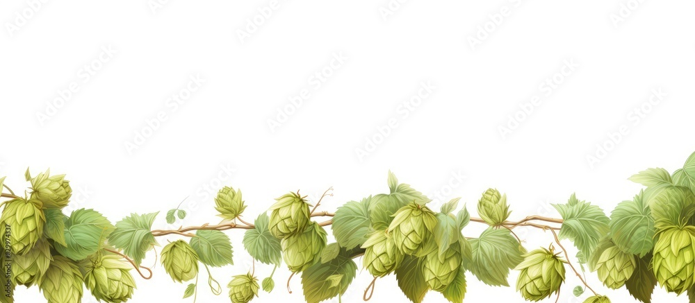 Aufkleber Isolated on a white background a frame adorned with fresh hop branches creates a captivating copy space image