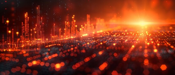 Fototapeta premium Legs on a 3D holographic stock market graph, dark setting, 3D model style