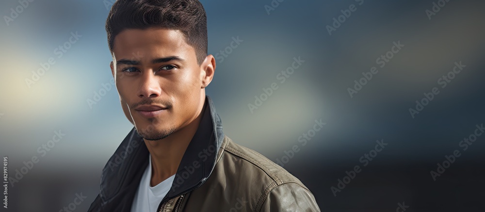 Poster Attractive man with a mixed race background in a copy space image