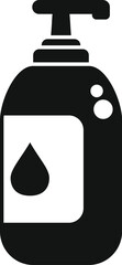 Vector illustration of hand sanitizer bottle icon for personal hygiene and germ protection in black and white colors. Perfect for healthcare, prevention, and covid19 pandemic related designs