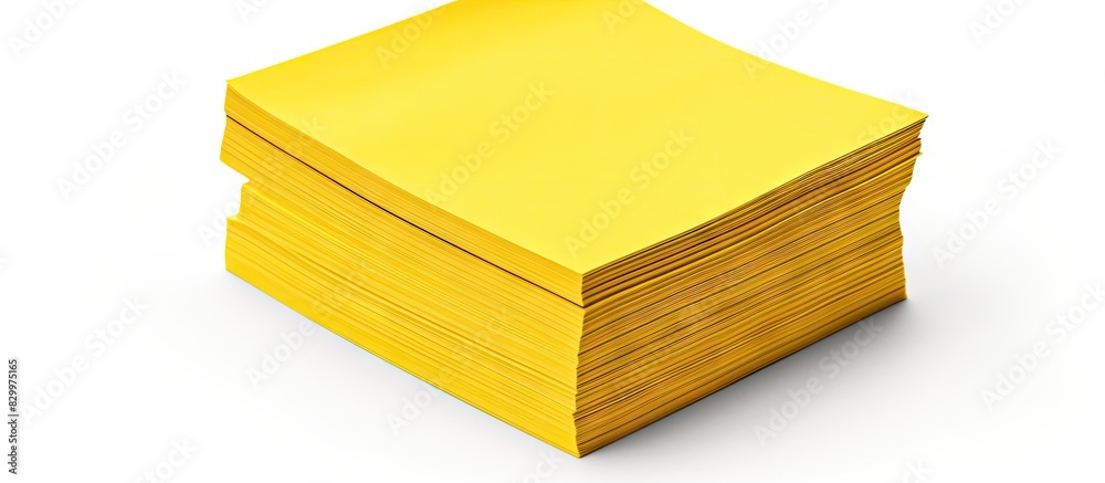 Aufkleber An isolated block of yellow notepads on a white background with a clipping path for easy removal Copy space image available