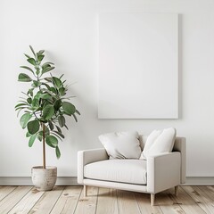 bright  living room with armchair UHD Wallpapar