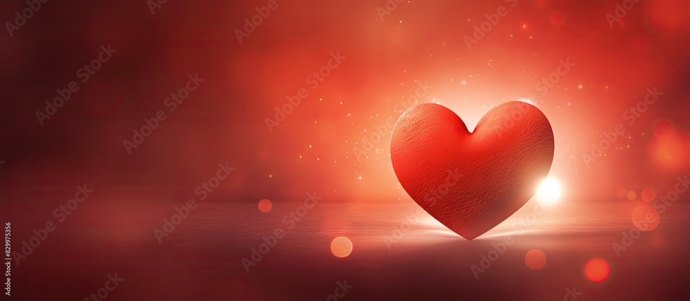 Aufkleber copy space image featuring a red heart on a vibrant red backdrop accentuated by mesmerizing light ef