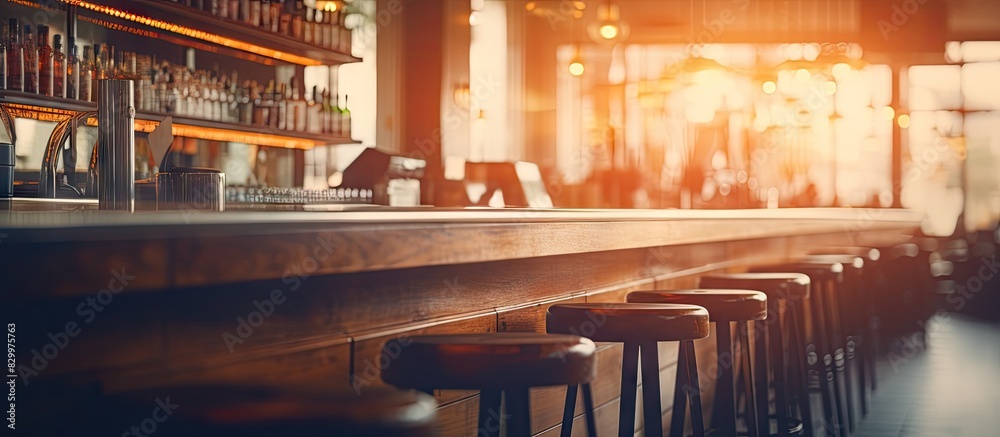 Poster A blurry cafe bar background with a designated area for text Perfect for website backdrops and social media posts related to coffee shops Great for other uses too. with copy space image