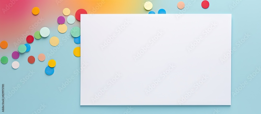 Aufkleber Colored background with a sticker mockup and a sheet for writing providing ample space for text and copy space image