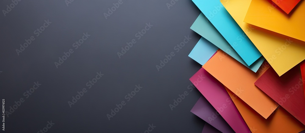 Poster a colorful sheet of paper stands out on a textured gray background leaving plenty of room for additi