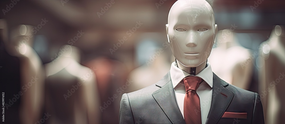 Aufkleber Close up of a mannequin in a tailor shop with an incomplete suit jacket perfect for adding text. with copy space image. Place for adding text or design