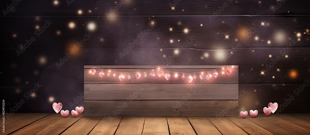 Poster A card conveying eternal love featuring an empty space for personalized messages set upon a rustic wooden background accompanied by soft lighting. with copy space image