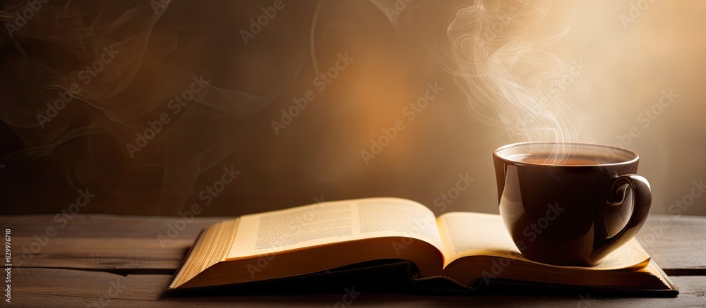 Poster enjoy a personal and introspective bible study session accompanied by a steaming cup of hot coffee b