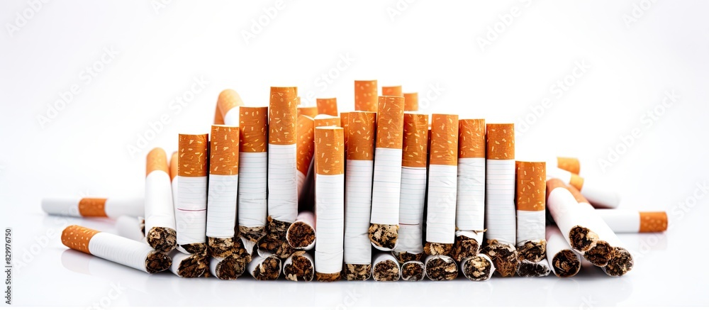 Poster a white background features cigarettes with available copy space