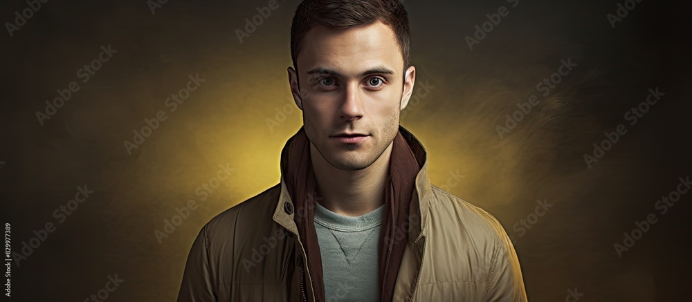 Poster casually dressed man in portrait with copy space image