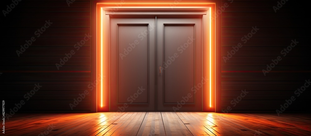 Aufkleber a door with orange light streaming through the windows providing ample copy space image