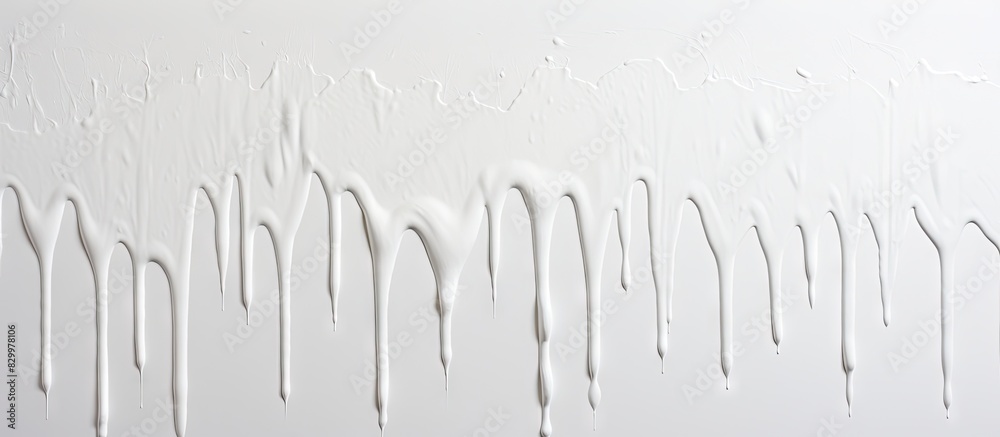 Poster A wall with white paint drips creating a dynamic pattern on the surface Copy space image