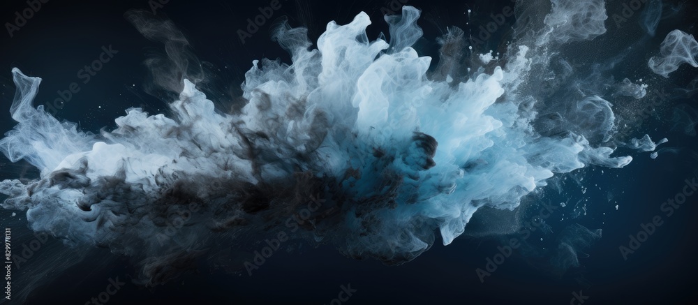 Aufkleber An abstract image capturing the frozen motion of black powder exploding or being thrown against a backdrop with empty space around it. with copy space image. Place for adding text or design