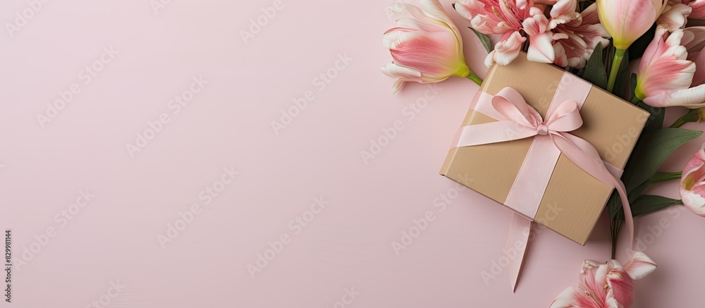 Poster a female hand model is holding a paper with enough space for text on the surface there is a beautifu