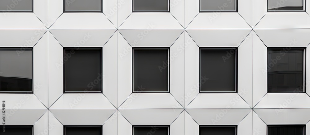 Poster a monochrome copy space image of a geometric building wall adorned with windows perfect for an adver