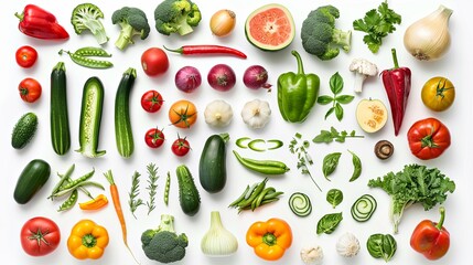 huge vegetable collection isolated on a white background, all pieces individually photographed in studio and no shade so its easy to select