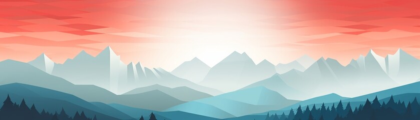 Naklejka premium Minimalist Canadian flag with clean lines and mountain silhouette, art, pastel colors, simple design 8K , high-resolution, ultra HD,up32K HD