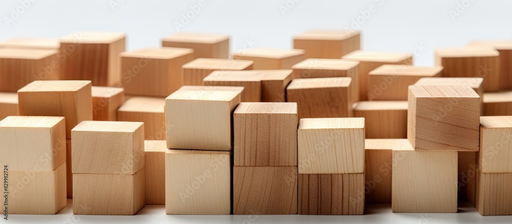 Poster Isolated on a white background a close up image of wooden blocks for a game is available with copy space for text or design