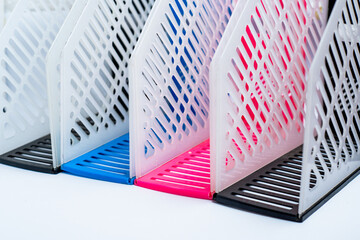 Plastic file holder isolated on white background
