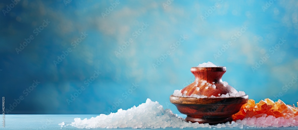 Poster Colorful background with a saltcellar and a heap of salt providing ample copy space for an image