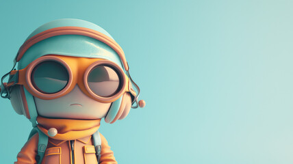 Cute 3D pilot character with an aviator hat and goggles