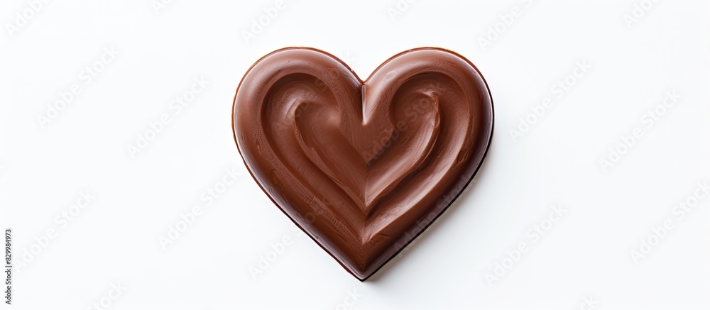 Poster Photo of a heart shaped chocolate on a white background with plenty of space for text or other elements. with copy space image. Place for adding text or design