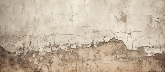 Aged weathered and cracked plaster wall texture background with a rough textured surface showcasing a contrasting blend of dark and white colors Ideal for copy space image usage