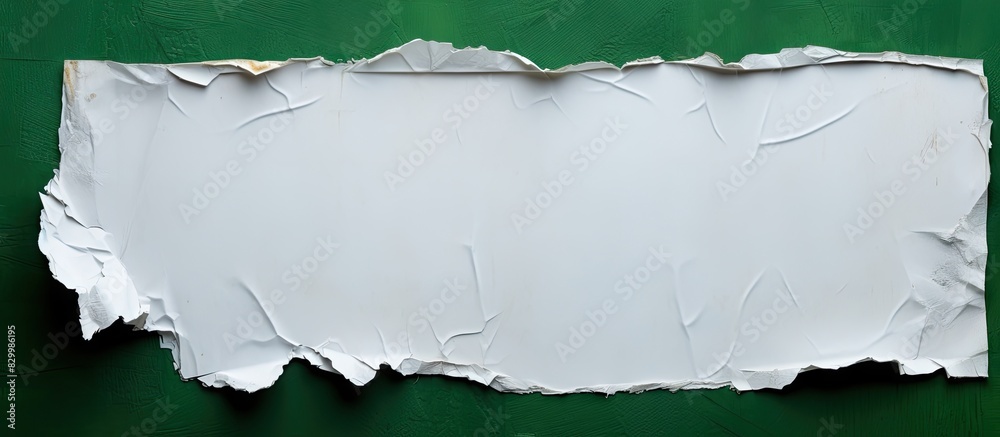 Poster There is a copy space image featuring a torn white note which is adhered to green background using sticky tape