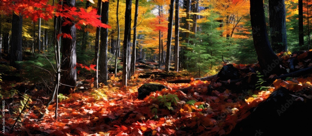 Leinwandbilder autumn reveals a vibrant tapestry of leaves showcasing a range of colors in a serene northern europe