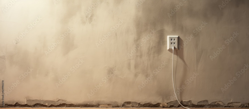 Aufkleber There is a power outlet and a network cable on the wall providing a convenient source of power and internet connectivity. with copy space image. Place for adding text or design