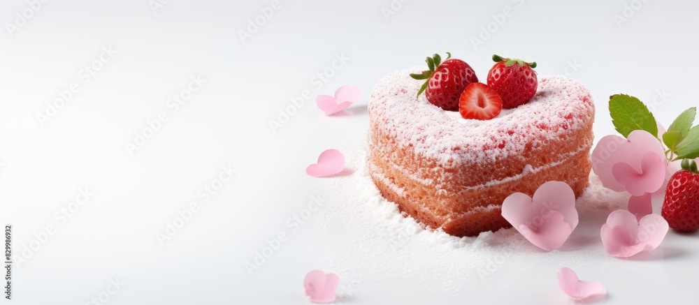 Poster a heart shaped cake perfect for valentine s day or mother s day stands alone on a white background p