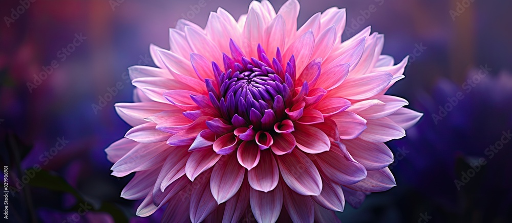 Poster a beautiful flower with hues of purple and pink. with copy space image. place for adding text or des