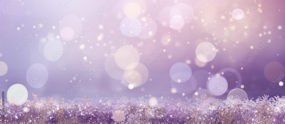 Poster copy space image with a lilac festive background adorned with sequins featuring cheerful inscription