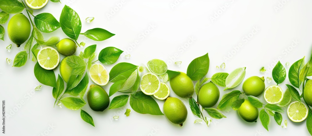 Poster a picture of a letter c formed by limes with leaves on a white background showcasing their high vita