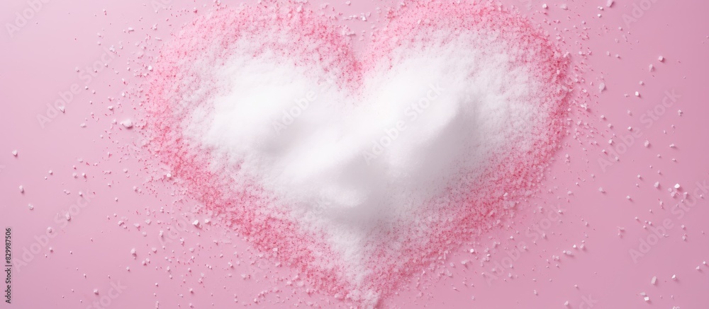 Poster a minimal symbol of love can be seen in the heart shapes made from white powder against a pink backg