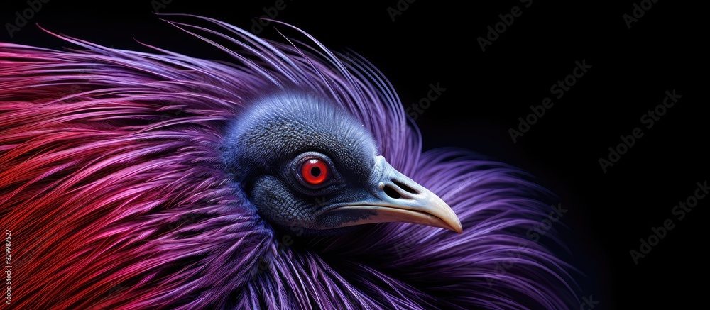 Poster A dark background with vibrant ostrich feathers providing a perfect area to include additional content