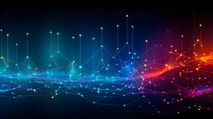 Obraz premium Digital color neon neural networks abstract poster background