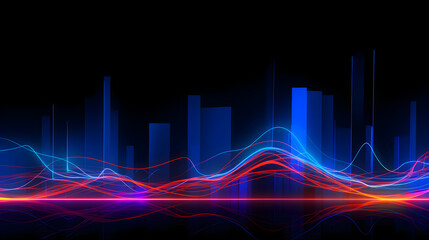 Fototapeta premium Digital color neon neural networks abstract poster background