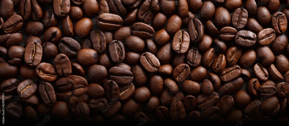 Poster a background image featuring roasted coffee beans with copy space