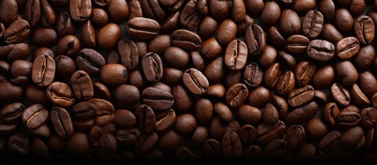 Fototapeta premium A background image featuring roasted coffee beans with copy space