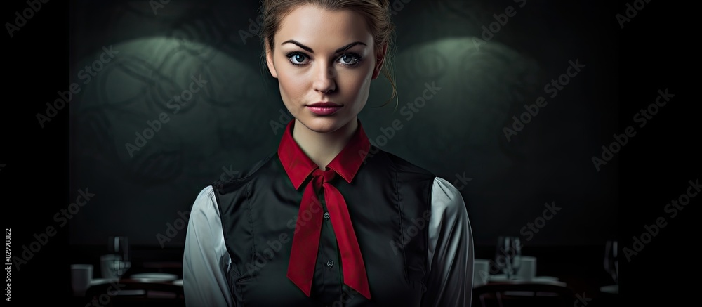 Poster A gloomy waitress with a copy space image